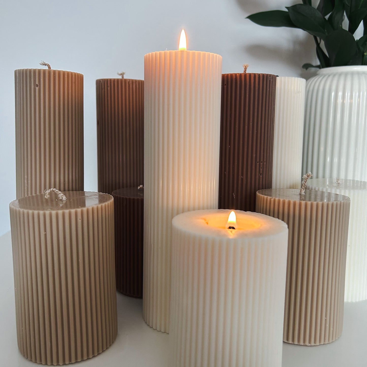 Ribbed pillar candle